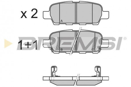 Тормозные колодки зад. Qashqai / X-Trail 07- (39x105,4x13,7) BREMSI BP3351