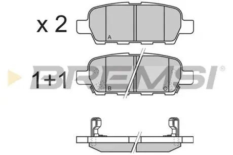 Гальмівні колодки зад. Qashqai / X-Trail 07- (39x105,4x13,7) BREMSI BP3351