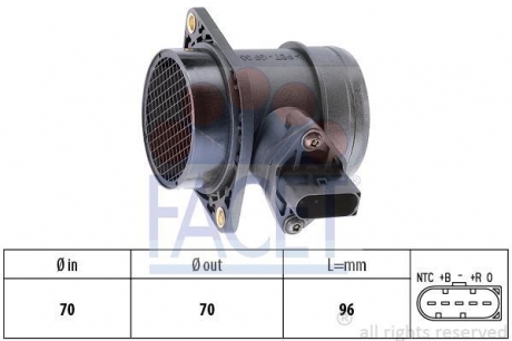 Расходомер воздуха (5 конт.) VW T5 / Golf IV 1.6-4.2 95-15 FACET 10.1221 (фото 1)