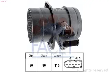 Расходомер воздуха (5 конт.) VW GOLF IV / PASSAT 2.3 96-06 FACET 10.1213