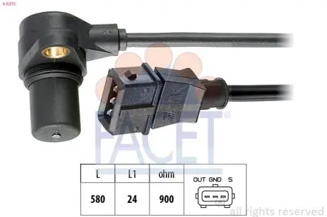 Датчик обертів коленвала VW Passat 2.8 (96-02) FACET 9.0215