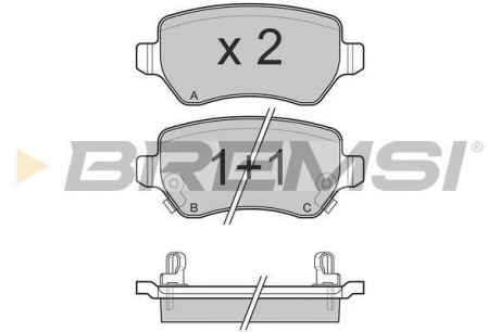 Тормозные колодки зад. Combo 05- / Astra G / H BREMSI BP3027 (фото 1)