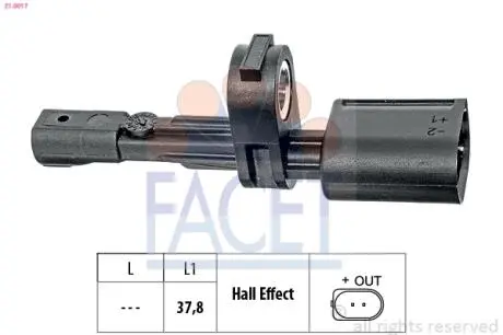 Датчик ABS VW CADDY III 04- задний Л / Пр FACET 21.0017