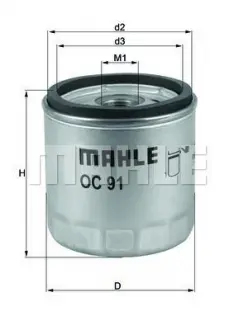 Масляний фiльтр Knecht MAHLE KNECHT OC91D (фото 1)