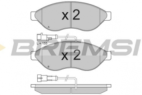 Тормозные колодки перед. Jumper / Ducato / Boxer 06- (1.1-1.5t) BREMSI BP3285 (фото 1)