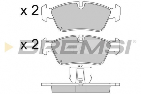 Тормозные колодки перед. BMW 3 (E36 / E46) 90-09 (ATE) BREMSI BP2745 (фото 1)