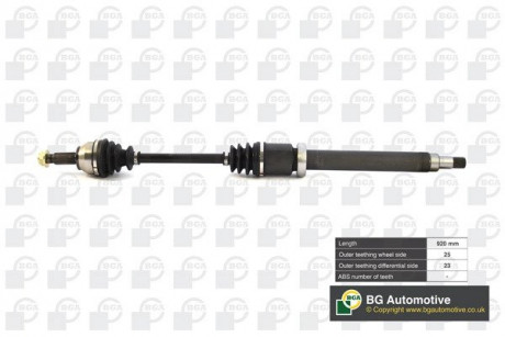 Полуось Ford Fiesta / Fusion 1.0-1.6 02- (25/23) 930mm Пр. BGA DS2304R