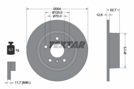 Тормозной диск PRO TEXTAR 92095203 (фото 1)