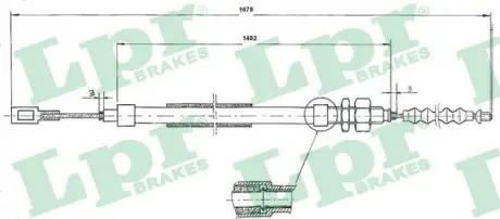 Фото 1 - тросик стояночного тормоза LPR C0095B Тросик стояночного тормоза LPR C0095B (фото 1)