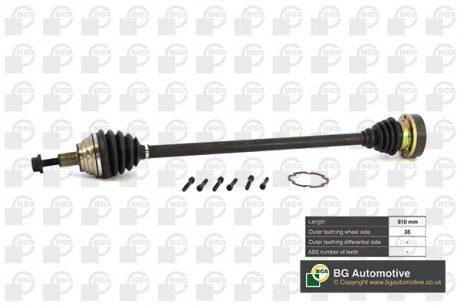 Полуось Golf / Passat / Touran / Octavia 03- (36z / 810mm) Пр. BGA DS9634R