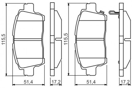 Тормозные колодки дисковые TOYOTA Soluna / Yaris / Corolla \ '\' F \ '\' 1.0i-1.5i \ '\' >> 05 PR2 BOSCH 0986495242