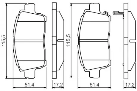 Гальмівні колодки дискові TOYOTA Soluna / Yaris / Corolla \ '\' F \ '\' 1.0i-1.5i \ '\' >> 05 PR2 BOSCH 0986495242