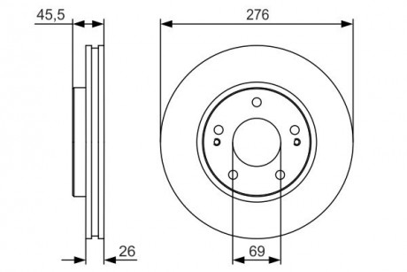 Тормозной диск MITSUBISHI Lancer / Space Runner \ '\' F \ '\' 1,6-2,4 \ '\' 99-08 PR2 BOSCH 0986479S00