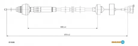 Трос сцепления CIROEN / PEUGEOT Berlingo / Partner all gear BE4R &quot;1,6-1,9D&quot; 07 &gt;&gt; ADRIAUTO 07.0181 (фото 1)