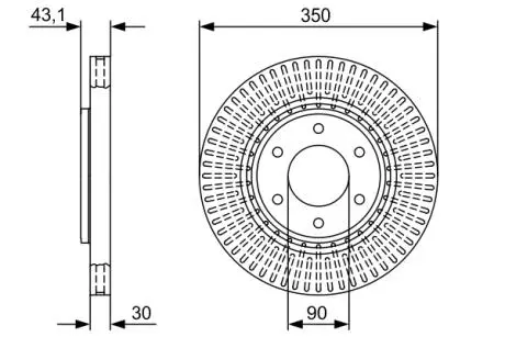 Гальмівний диск NISSAN / INFINITI Armada / Titan / QX56 \ '\' F \ '\' 5,6 \ '\' 03-10 BOSCH 0986479V51