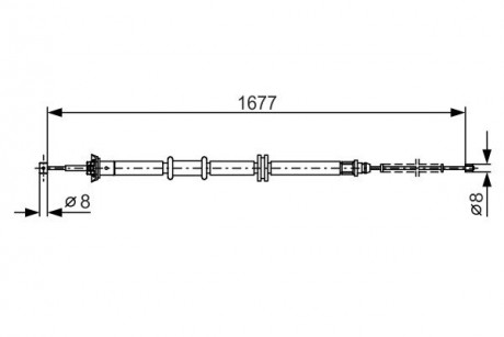 Тормозной трос 1677mm CITROEN / FIAT / PEUGEOT Nemo / Qubo / Bipper HDI \ '\' RL BOSCH 1987482208