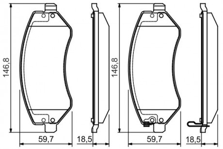 Тормозные колодки дисковые CHRYSLER / JEEP Voyager / Cherokee &quot;F&quot; 01-08 PR2 BOSCH 0986495117 (фото 1)