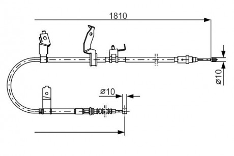 Тормозной трос (ручник) 1810mm MAZDA 5 \ &#039;\&#039; RH \ &#039;\&#039; 1,8-2,0 \ &#039;\&#039; 05-10 BOSCH 1987482052 (фото 1)