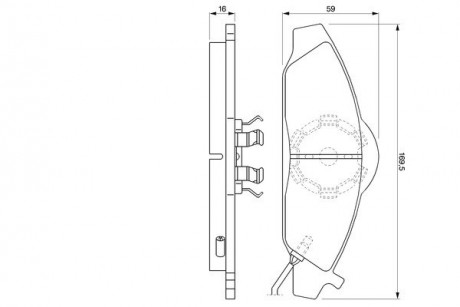 Тормозные колодки дисковые DAEWOO Korando / Musso 2.3,2.9,3.2 -05 BOSCH 0986424551