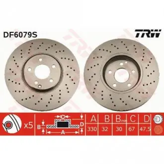 Диск гальмівний MERCEDES E (W211) / S (W220) "F D = 330mm" 02-09 TRW DF6079S