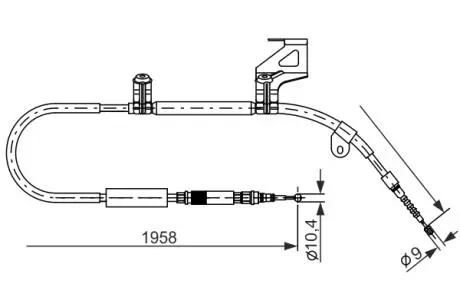 Тормозной трос 1958mm AUDI A6 \ '\' RR \ '\' 97-04 BOSCH 1987477604