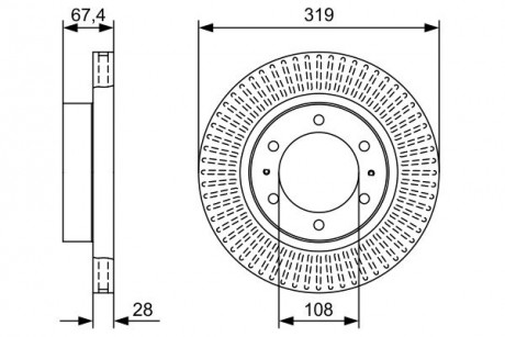 Гальмівний диск TOYOTA Hilux / Fortuner \ '\' F \ '\' 2,4-2,7 \ '\' 04 >> BOSCH 0986479W47 (фото 1)