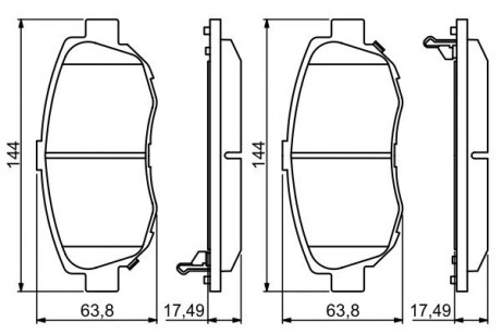 Гальмівні колодки LEXUS GS300 / IS "F" 93-05 BOSCH 0986494211 (фото 1)