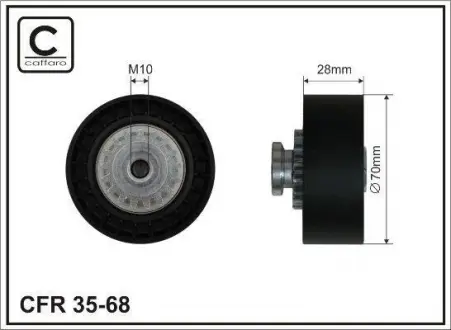 Ролик натяжна ременя генератора Renault F3P / F3R 70x28 17z CAFFARO 35-68