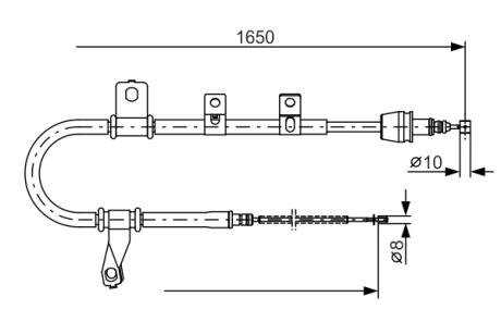 Гальмівний трос 1650mm HYUNDAI Matrix \ '\' RL \ '\' 01-10 BOSCH 1987482074 (фото 1)