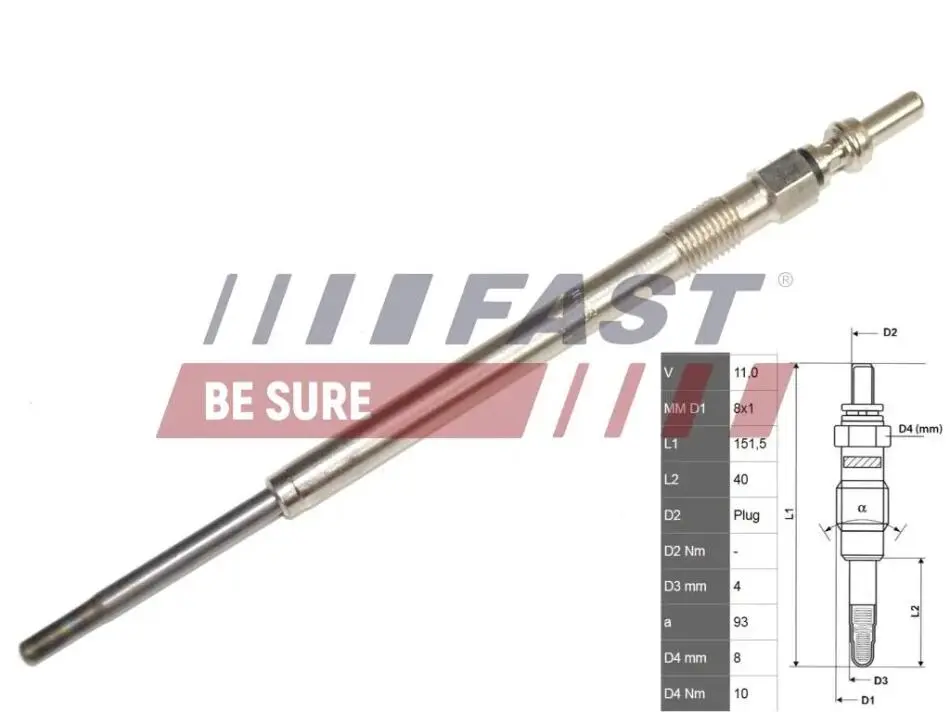 Свеча накала Jumper3 / Boxer3 F1CE0481D 3.0HDi 152mm FAST FT82706 (фото 1)