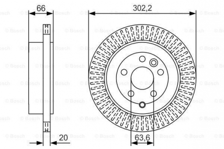 Гальмівний диск 302 мм LAND ROVER Freelander II (FA) \ '\' R \ '\' 2.0-3.2 \ '\' 06 >> PR2 BOSCH 0986479U44