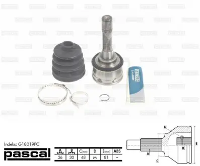 Шарнир приводного вала PASCAL G18019PC