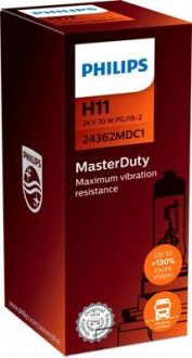 Автолампа MasterDuty H11 PGJ19-2 70 W прозрачная PHILIPS 24362MDC1