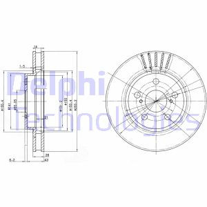 Диск тормозной TOYOTA Carina E "F D = 255mm" 92-97 Delphi BG3187 (фото 1)