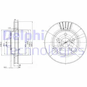Диск тормозной TOYOTA Carina E &quot;F D = 255mm&quot; 92-97 Delphi BG3187 (фото 1)