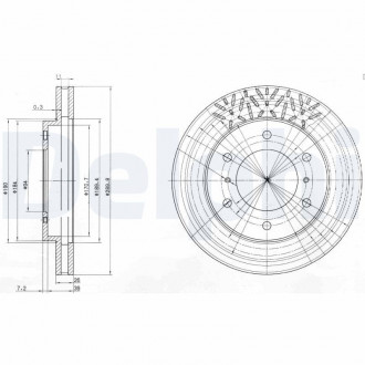 Диск тормозной MITSIBISHI Pagero "F D = 290mm" 99-06 Delphi BG3812 (фото 1)