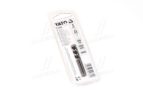 Сверло по металлу premium к нерж и высокол стали, литья 2.8 х 25 мм hss 4241 5 шт (про-во) YATO YT-44208