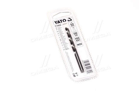 Сверло по металлу premium к нерж и высокол стали, литья 6.0 х 60 мм hss 4254 (про-во) YATO YT-44222