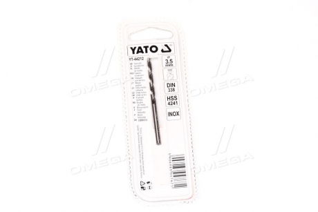Сверло по металлу premium к нерж и высокол стали, литья 3.5 х 60 мм hss 4244 (про-во) YATO YT-44212