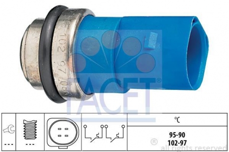Датчик включения вентилятора (синий) AUDI A4 / A6 / VW Passat 1.4-2.8 96-05 FACET 7.5692