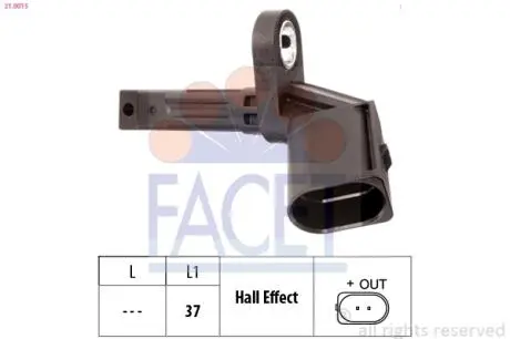 Датчик ABS Audi A4, A5, A6, A7, A8, Q5, R8 / VW PHAETON 02- передн Пр FACET 21.0015