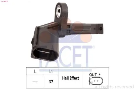 Датчик ABS (передній лівий) Audi A4,A5,A6,A7,A8,Q5, R8/VW PHAETON 02- FACET 21.0014