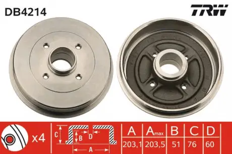 Тормозной барабан TRW DB4214