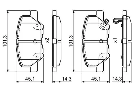 Тормозные колодки дисковые CITROEN / MAZDA / MITSUBISHI C4 / 6 / Outlander &quot;R&quot; 10 &gt;&gt; BOSCH 0986495381 (фото 1)