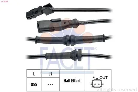 Датчик ABS Renault FLUENCE, GRAND SCENIC III, MEGANE III 08- задній Л / Пр FACET 21.0104