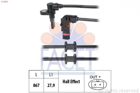 Датчик ABS перед / зад MB Vito 03- FACET 21.0202