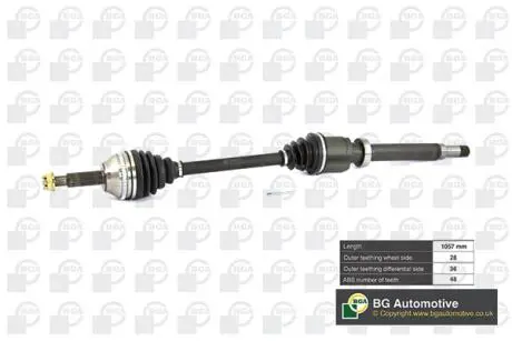 Полуось Ford Transit 06-12 2.2TDCi (28/36) 1057mm Пр. BGA DS2351RA