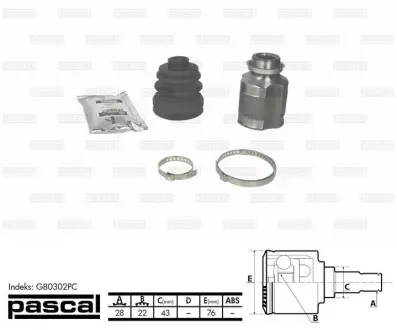 Шарнир приводного вала PASCAL G80302PC