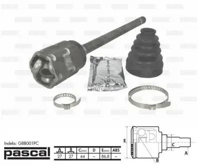 Шарнір прівідного валу PASCAL G8B001PC