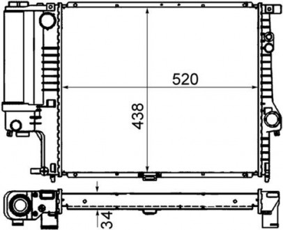 Радиатор 520 mm BMW 5 (E39) 2,0-2,8 95-01 MAHLE KNECHT CR244001S